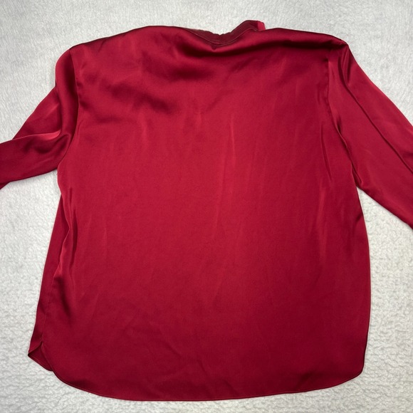 Calvin Klein Red Top Blouse Long Sleeve Shirt 100% Polyester Women's Size L - Picture 7 of 9